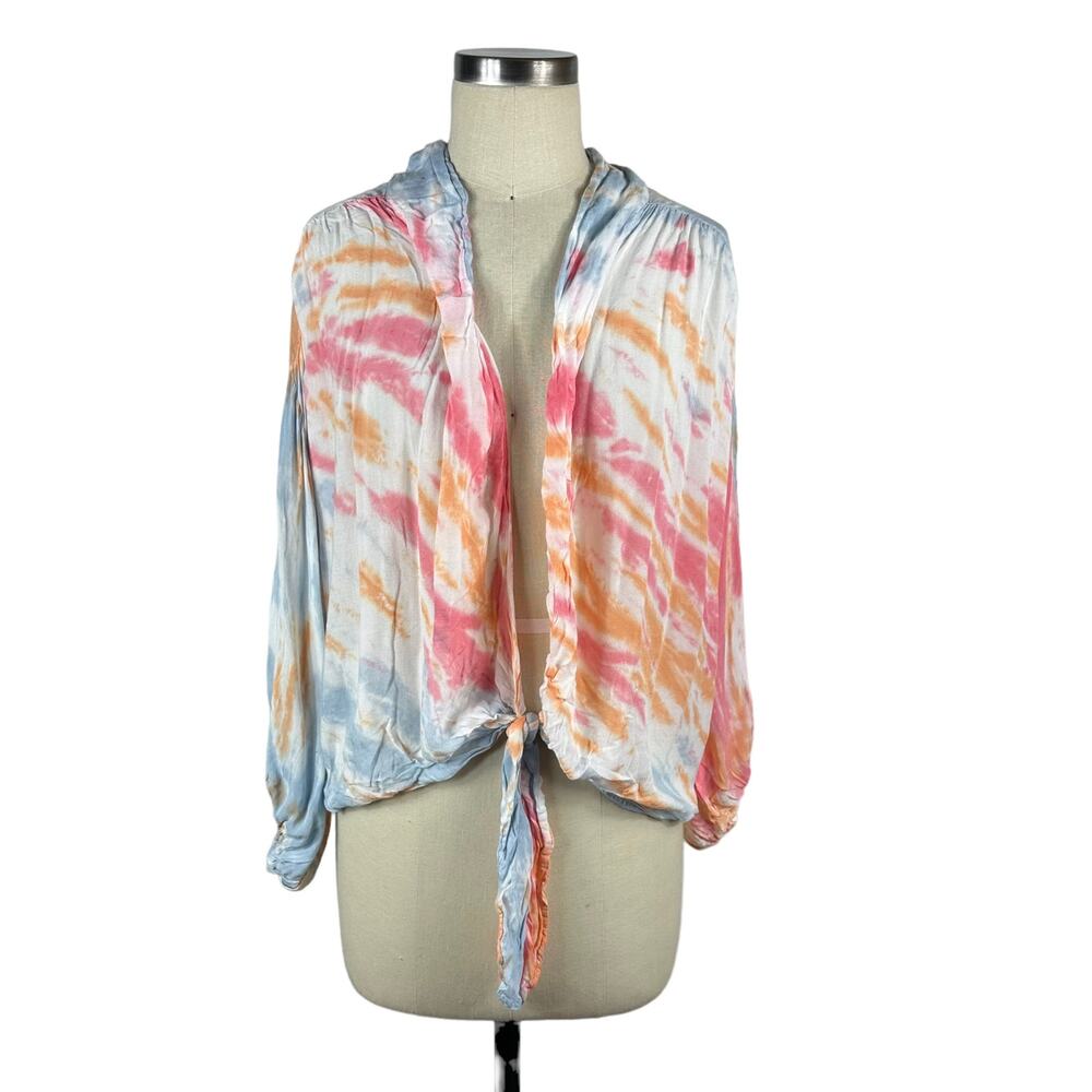 YOUNG‎ FABULOUS AND BROKE Tie Dye Colorful Tie Front Top Women's Small Boho
